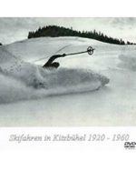 Coverbild des Films "Schifahren in Kitzbühl" - Ein Schifahrer bei Vollbremsung am Ende einer Piste in Schwarz-Weiss